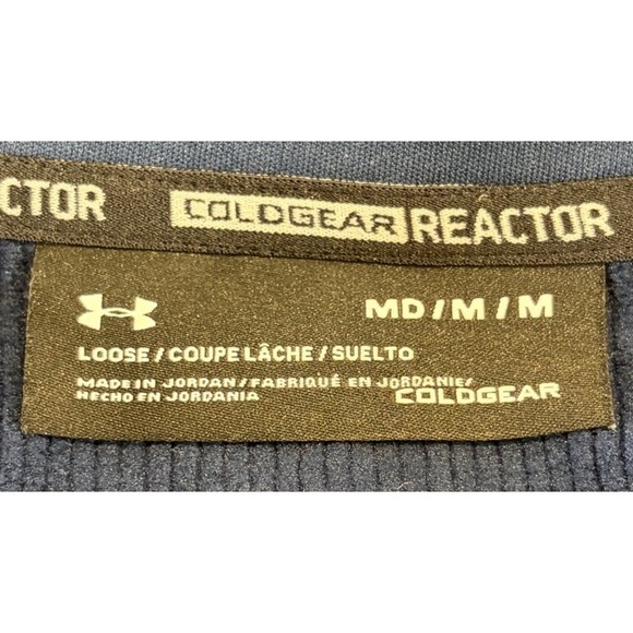 Under Armour ColdGear Reactor Thermal 1/4 Zip Pullover Mens Medium Blue Pockets - Picture 2 of 9